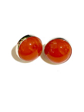 Carnelian Sterling Silver Circle Stud Earrings