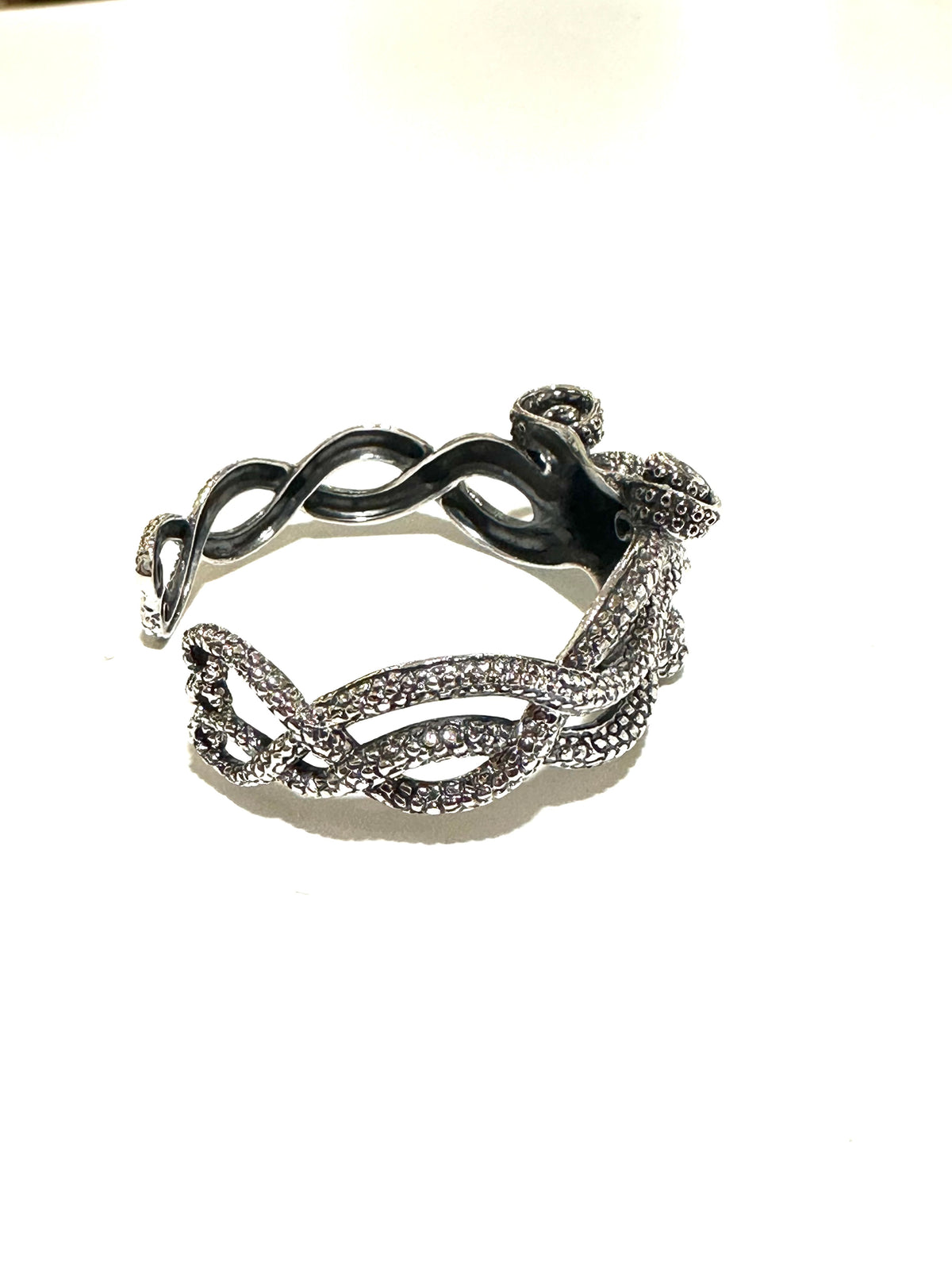 Sterling Silver Dark Textured Octopus Cuff