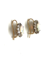 9ct Rose Gold Solid Opal and White Sapphire Earrings