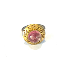 Sterling Silver Gold Plate Pink Tourmaline Ring