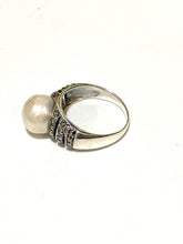 Sterling Silver Marcasite and Freshwater Pearl Ring
