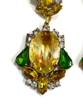Green and Yellow Crystal Drop Earrings