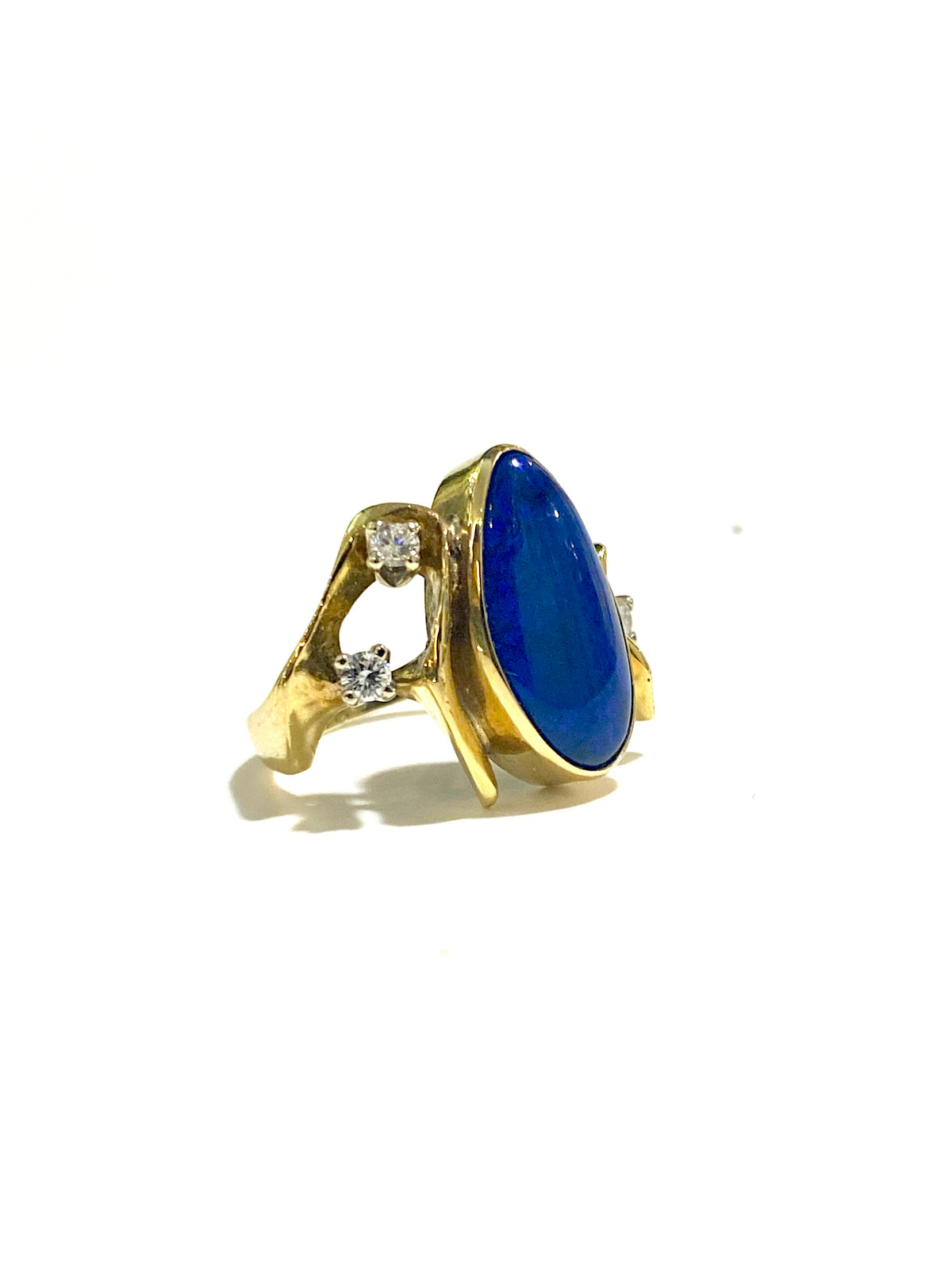 9ct Gold Black Opal and Diamond Ring