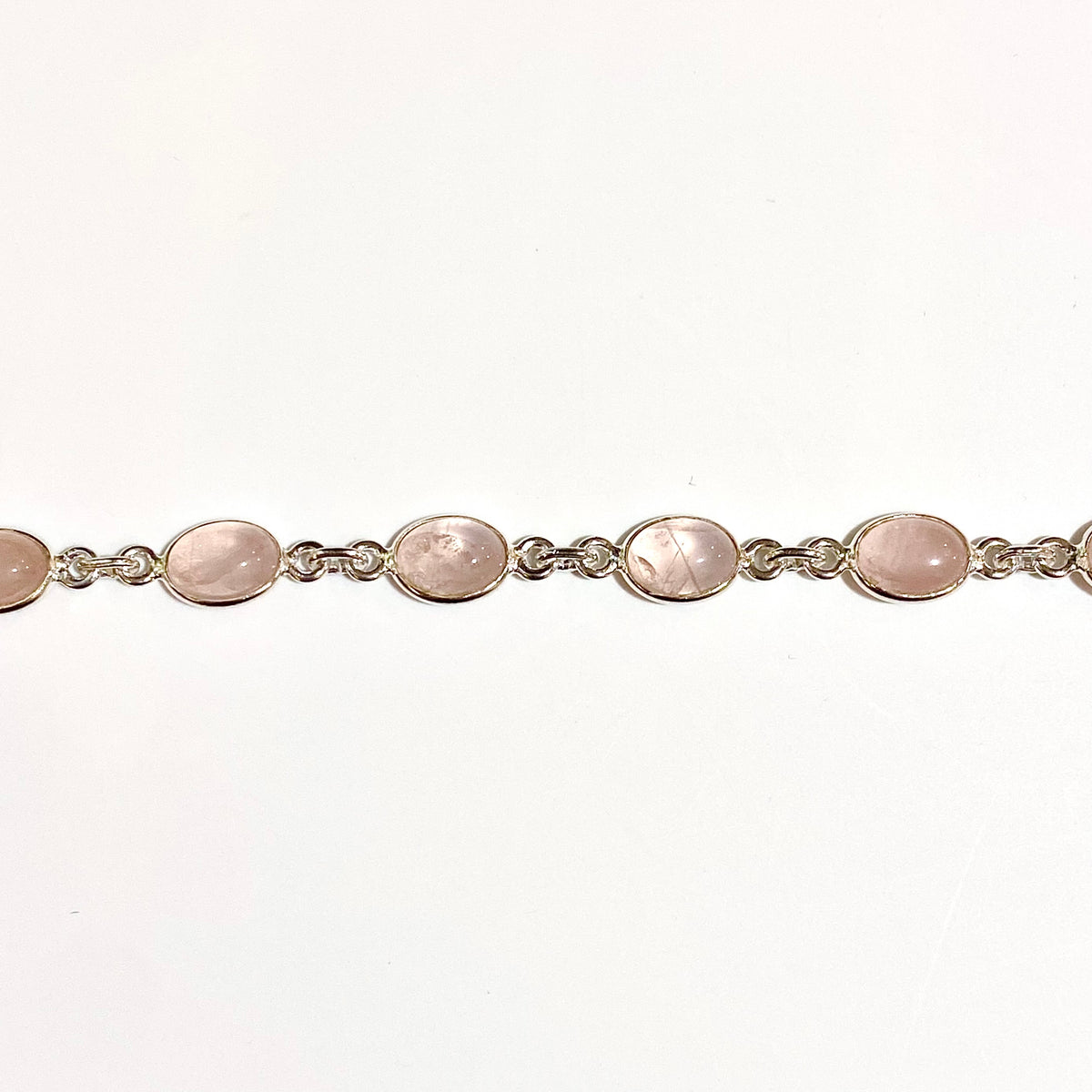 Sterling Silver Rose Quartz Cabochon Bracelet