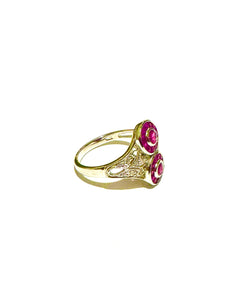 9ct White Gold Diamonds and Ruby's set ring in a Target Design