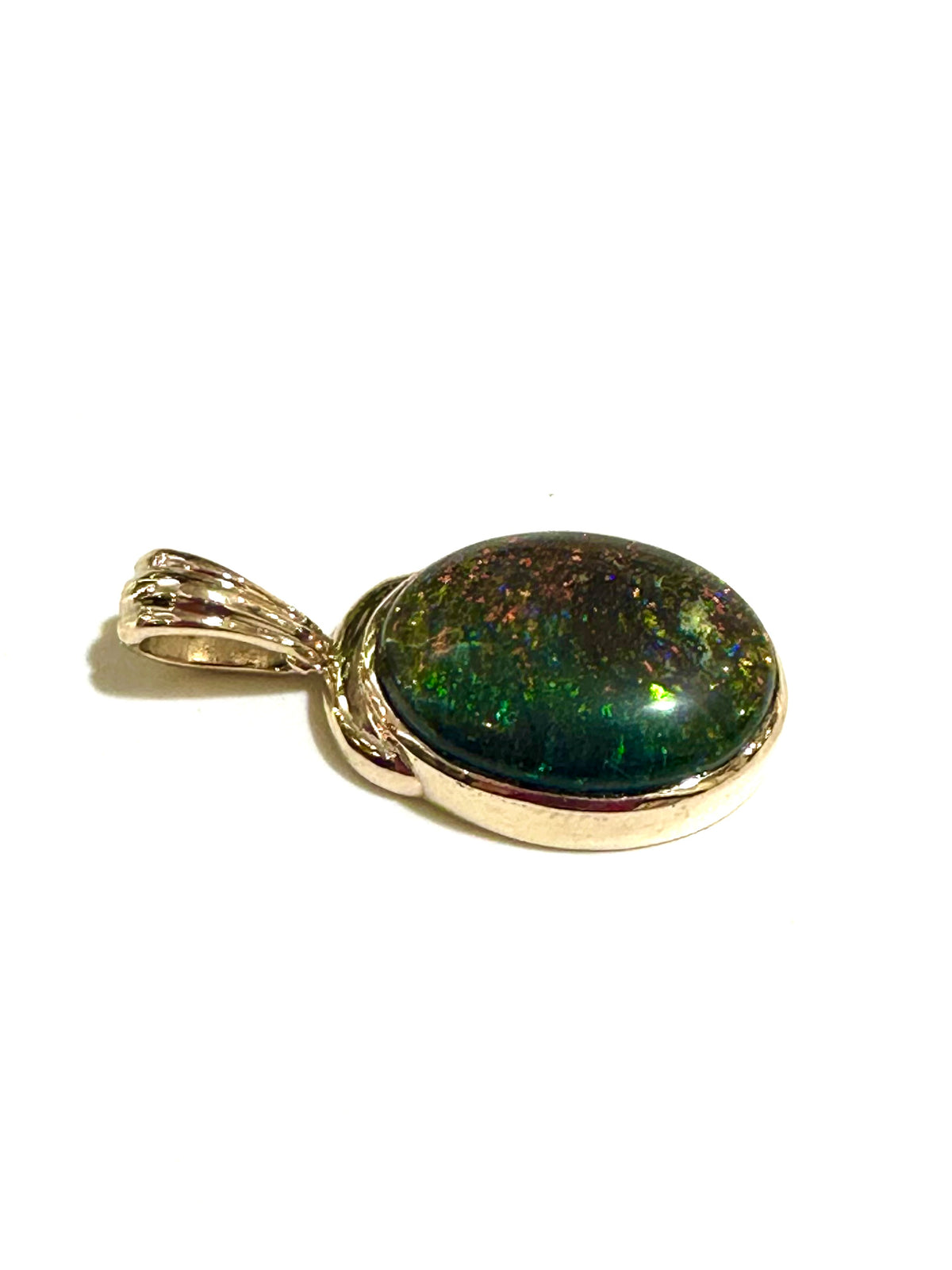 9ct Gold Colourful Black Opal Pendant