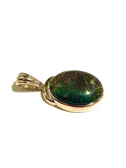 9ct Gold Colourful Black Opal Pendant