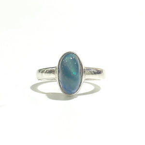 Sterling Silver Rounded Solid Opal Ring