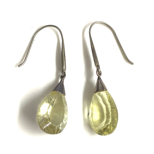 Sterling Silver Green Citrine Earrings