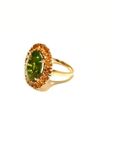 9ct yellow Gold Citrine and Oval  Tourmaline Oval ring