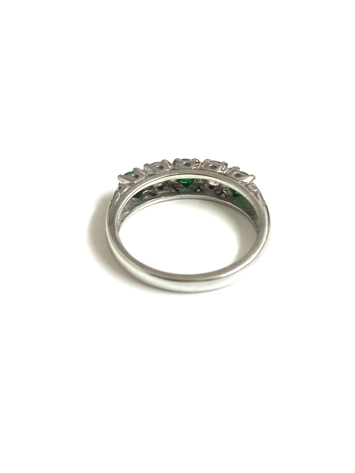 9ct White Gold Jadeite and Diamond Ring