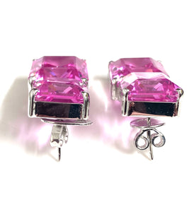 Sterling Silver Pink Crystal Earrings