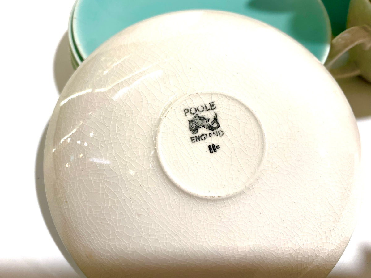 Aqua-Coloured Fine Bone China Teacups, Saucers ONLY