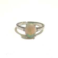 9ct White Gold 1.45ct Semi Black Solid Opal and Diamond Ring