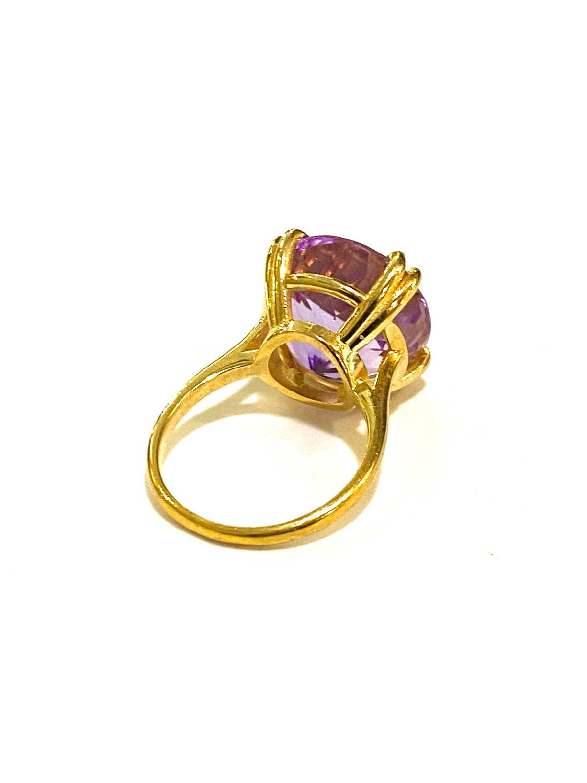 9ct Yellow Gold Double Claw Set Pink Amethyst Ring