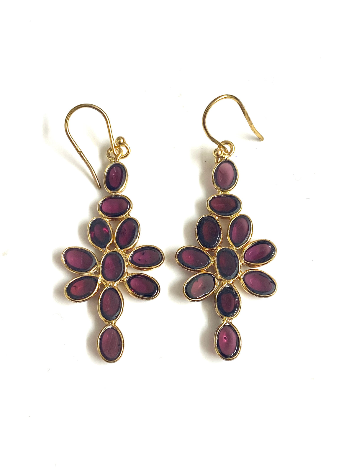 Sterling Silver Gold Plate Cabochon Drop Earrings