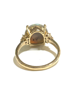 9ct Yellow Gold 2.8ct Solid Opal and Diamond Ring