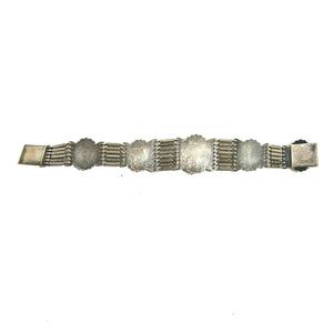 Antique Sterling Silver Baltic Amber Cabochon Set Bracelet