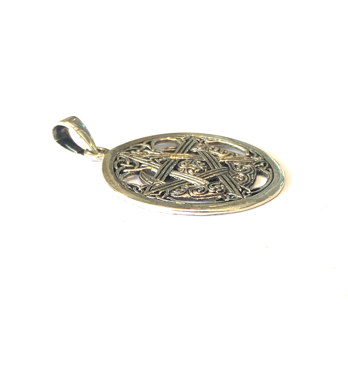 Sterling Silver Engraved Pentagram Pendant