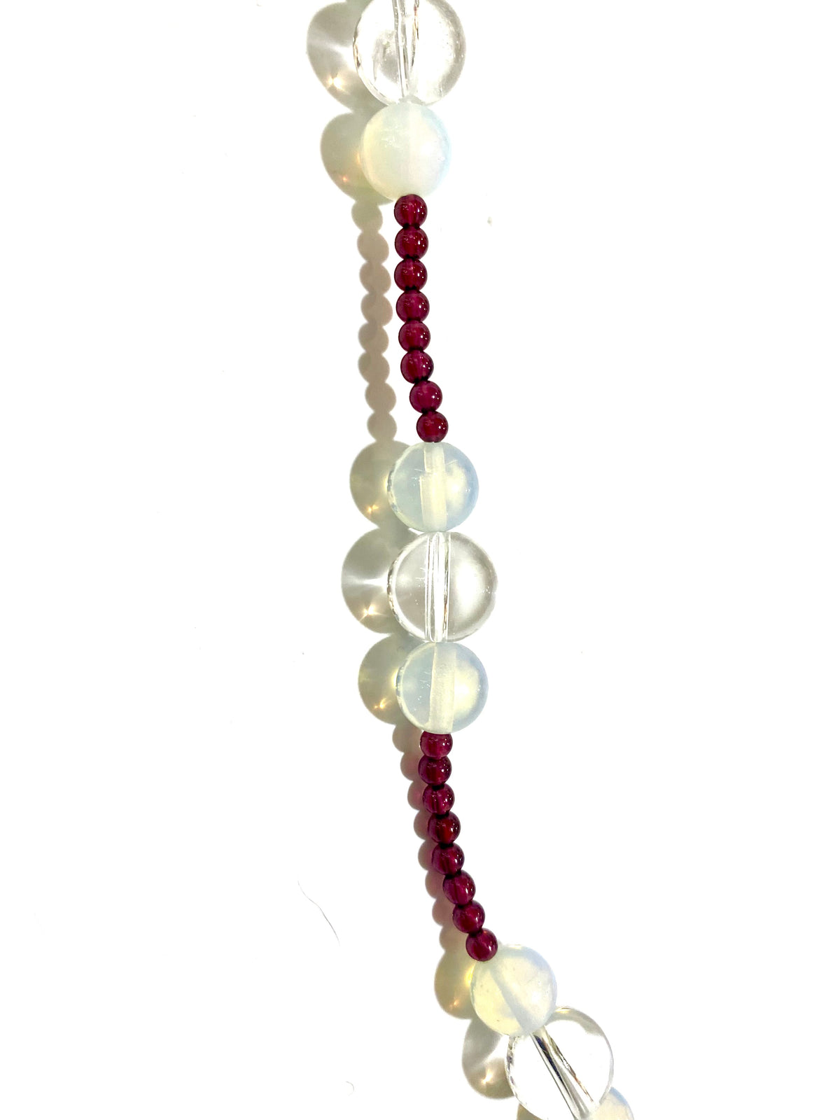 Opalite, Garnet and Rock Crystal Beaded Necklace