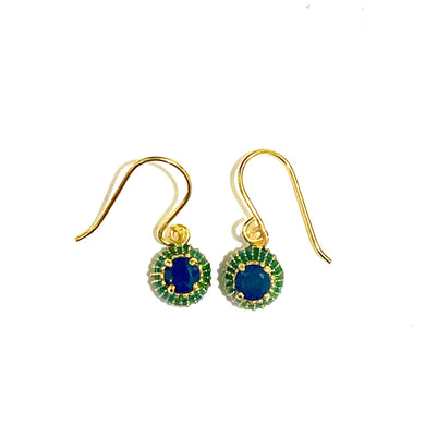 Brass, Sapphire and Enamel Earrings