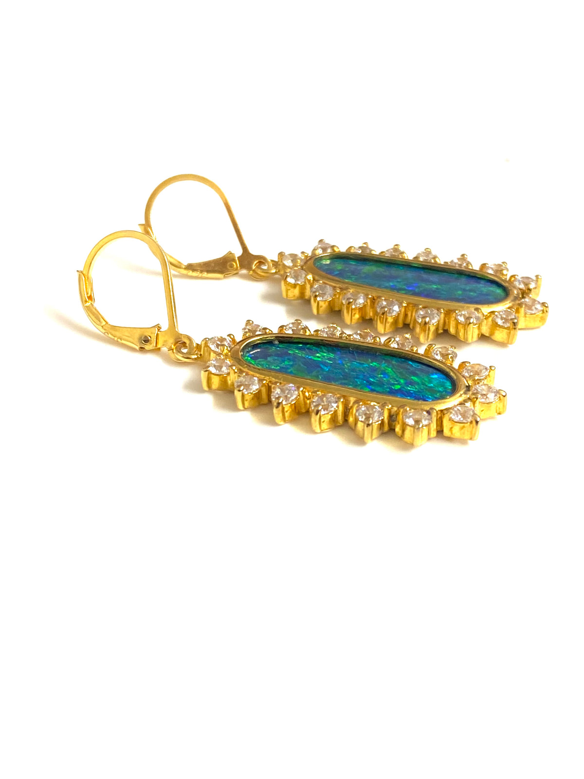 Sterling Silver Gold Plate Australian Opal Earrings
