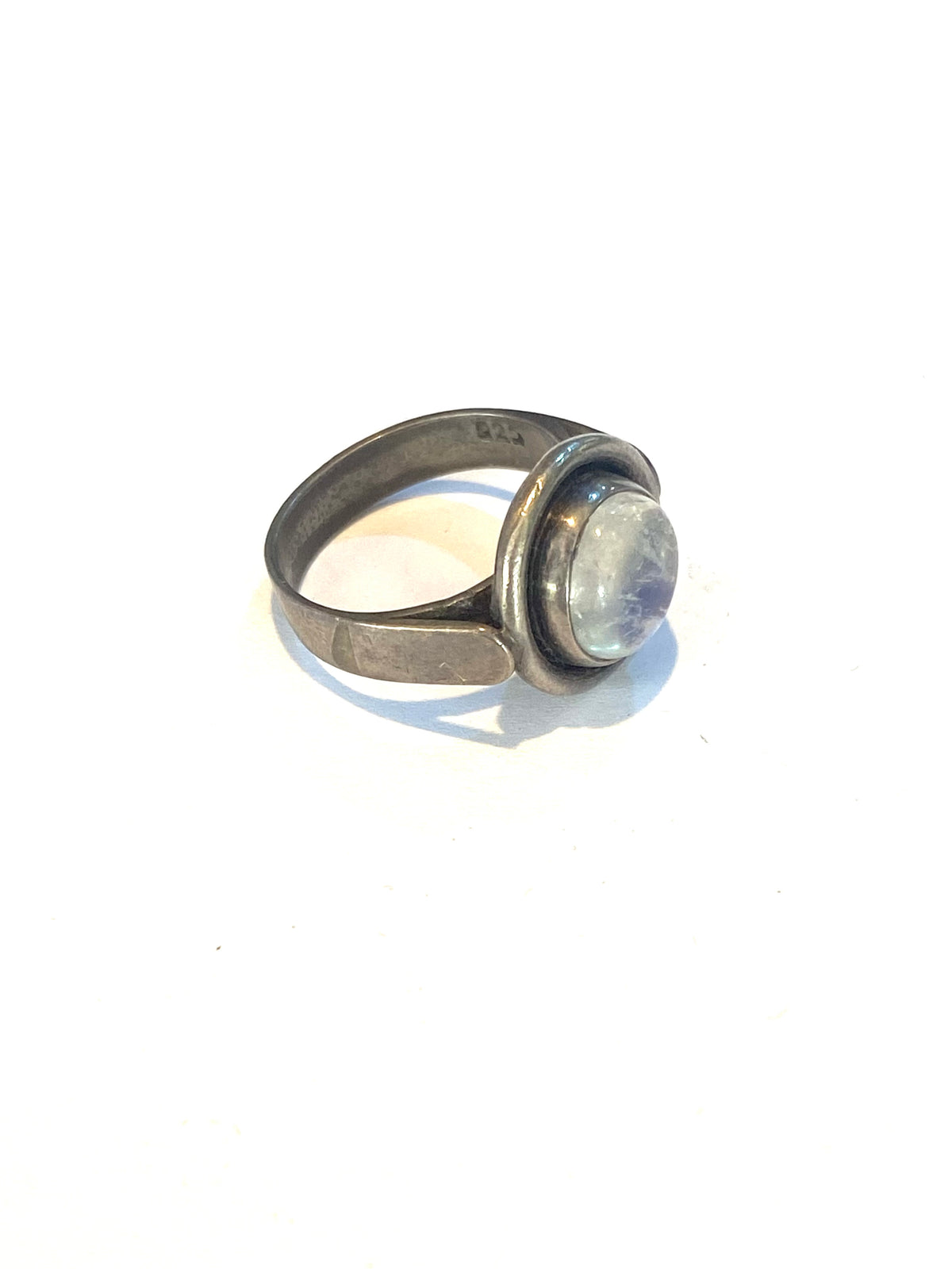 Sterling Silver Round Moonstone Ring
