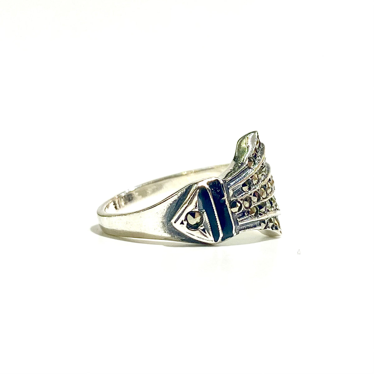 Sterling Silver Marcasite Fan Ring