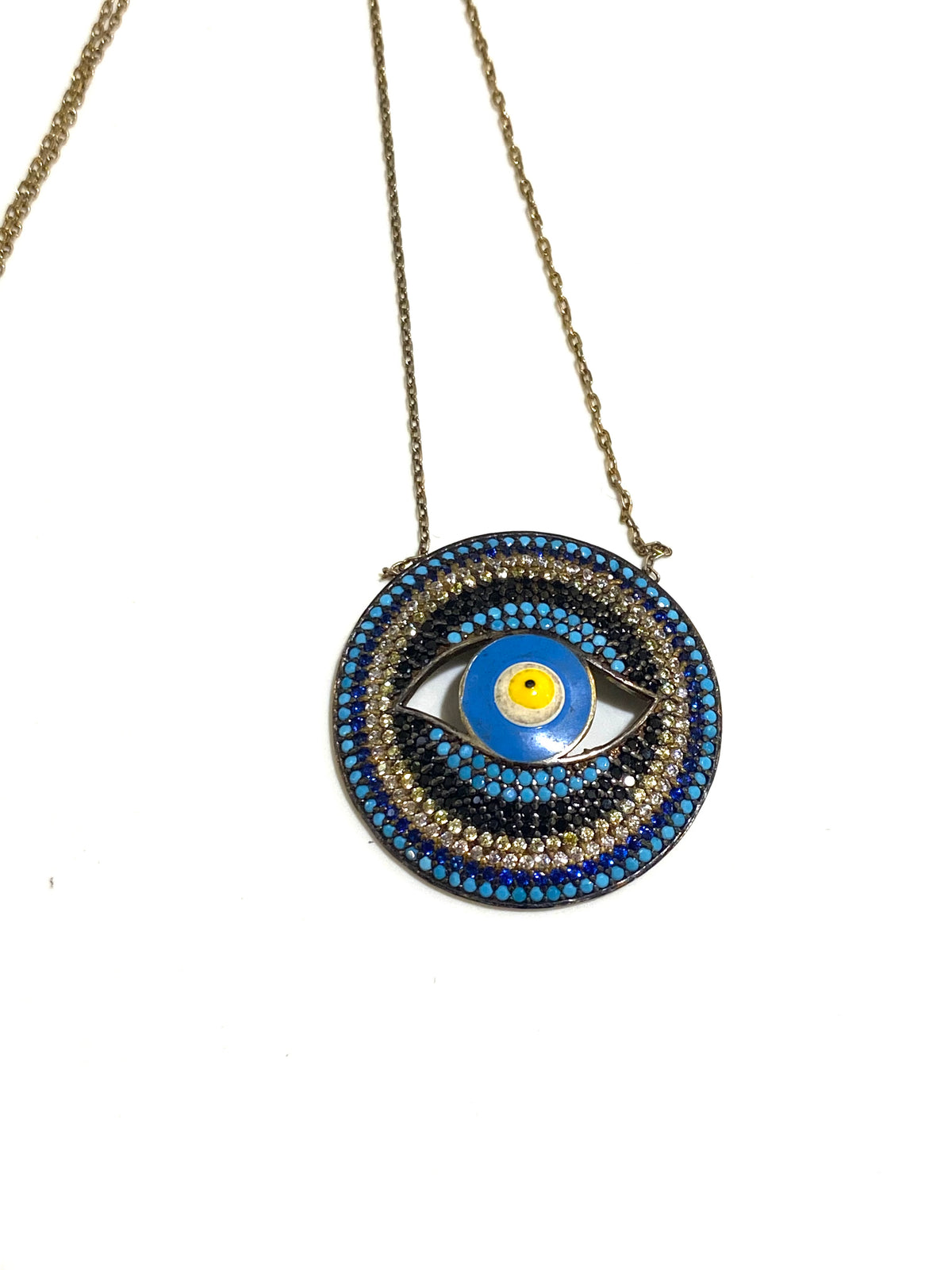 Sterling Silver Crystal Evil Eye Necklace