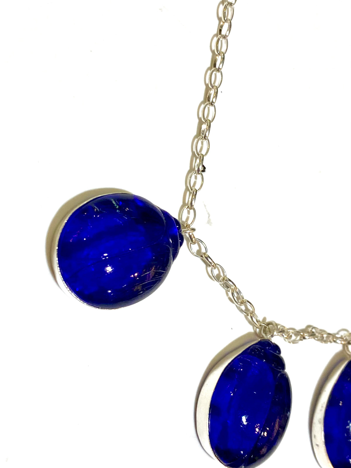 Sterling Silver and Blue Paste Scarab Beetle Necklace