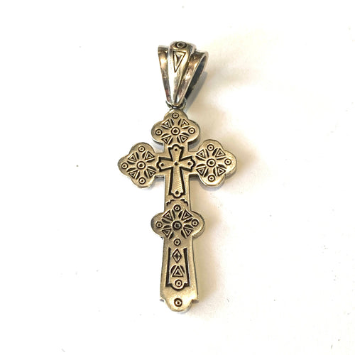 Sterling Silver Engraved Cross Within Cross Pendant