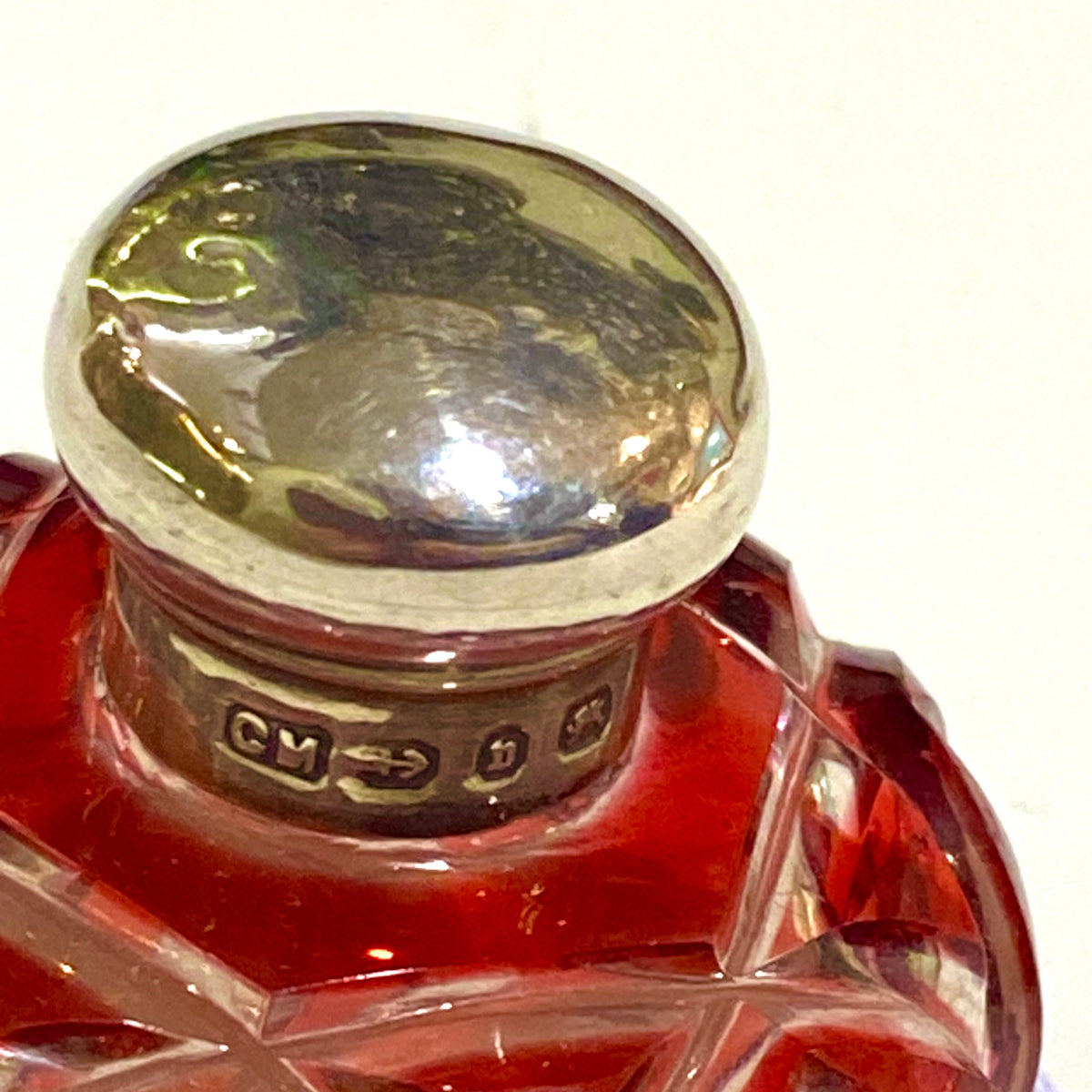 Sterling Silver Red Glass Perfume Bottle