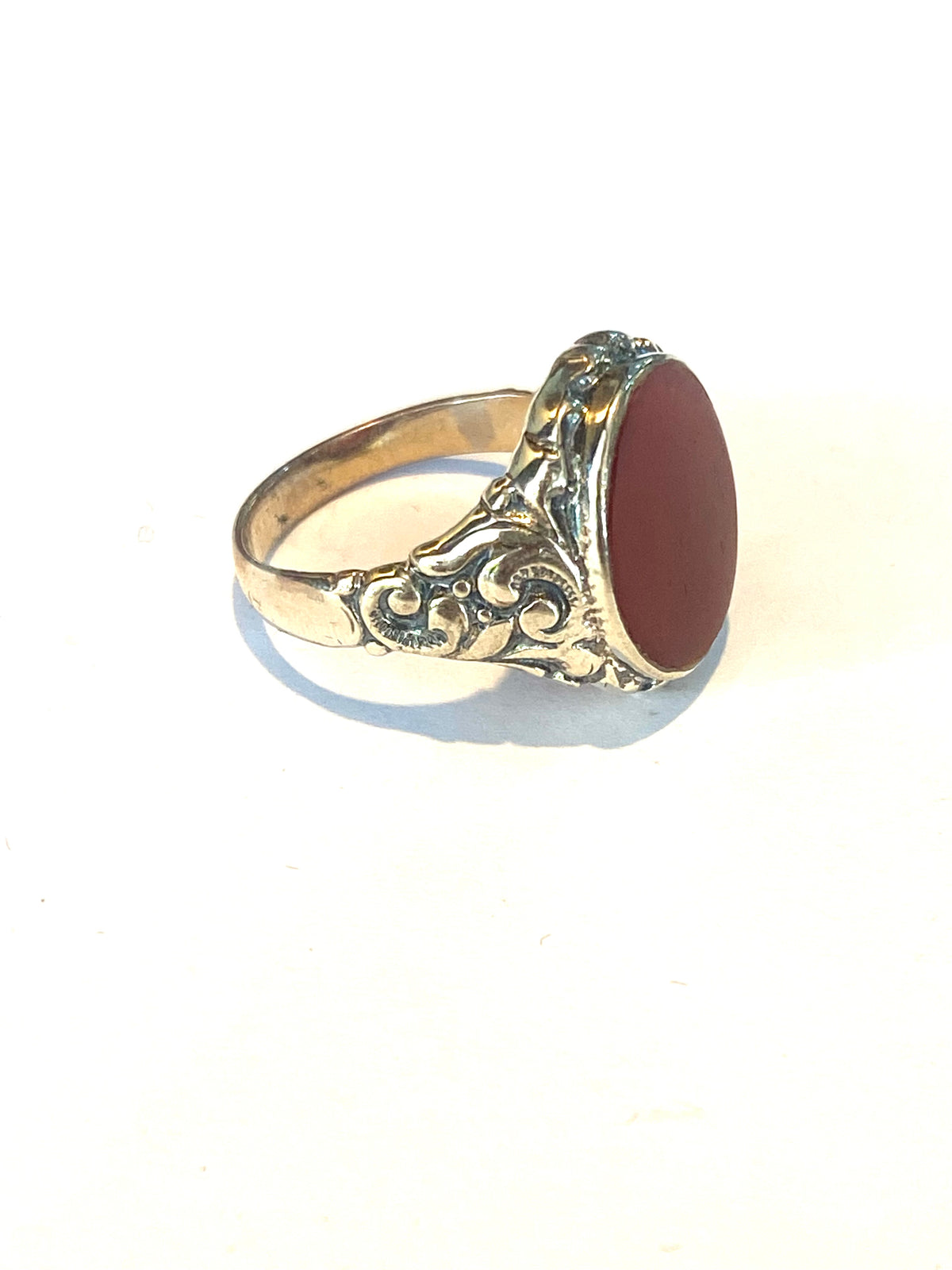 Round Carnelian and Sterling Silver Ring