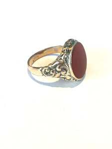 Round Carnelian and Sterling Silver Ring