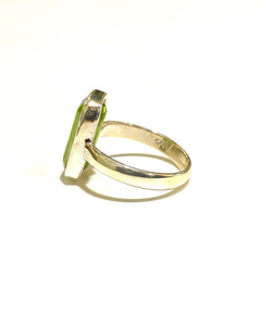 Sterling Silver Large 5ct Bezel Set Peridot Ring