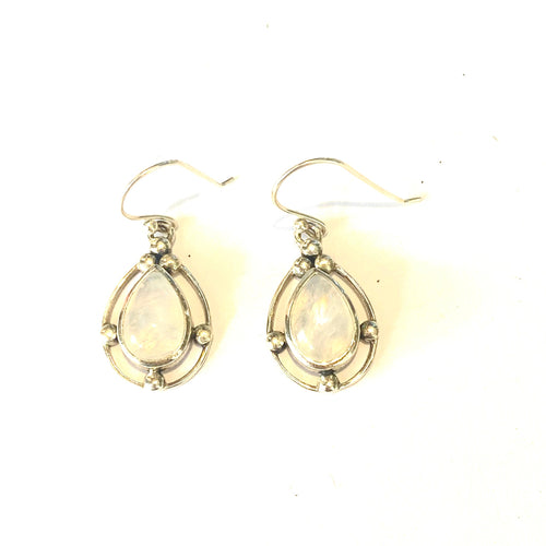 Sterling Silver Moonstone Hook Drop Earrings