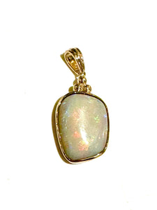 9ct Gold Large Solid Australian Semi Black Opal Pendant