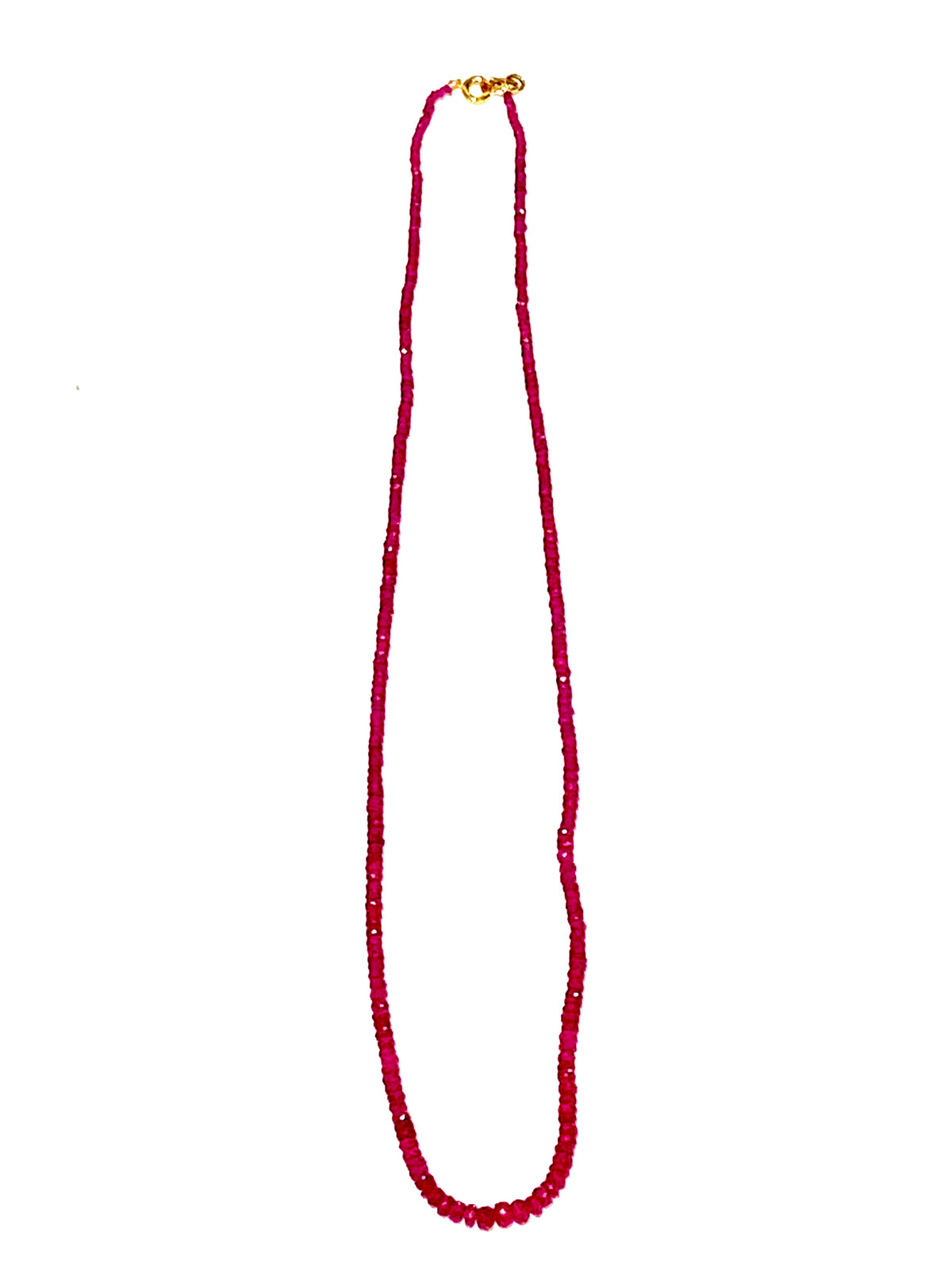 Graduated Natural Faceted Ruby Necklace with Gold Clasp