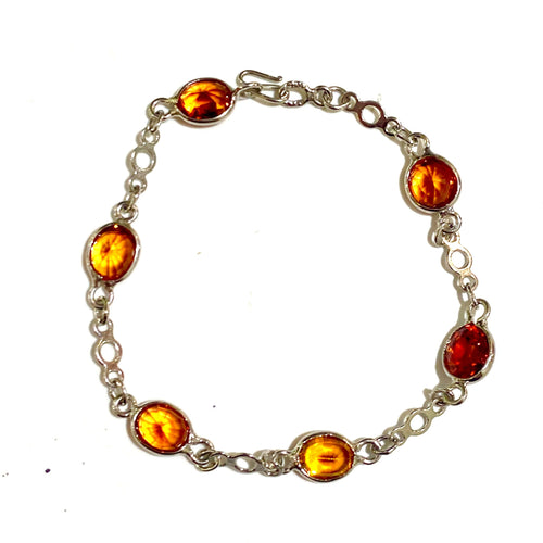 Sterling Silver Mexican Fire Opal Bracelet