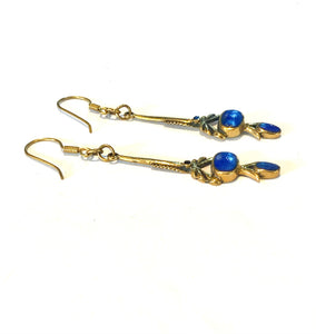 Brass and Lapis Lazuli Drop Earrings