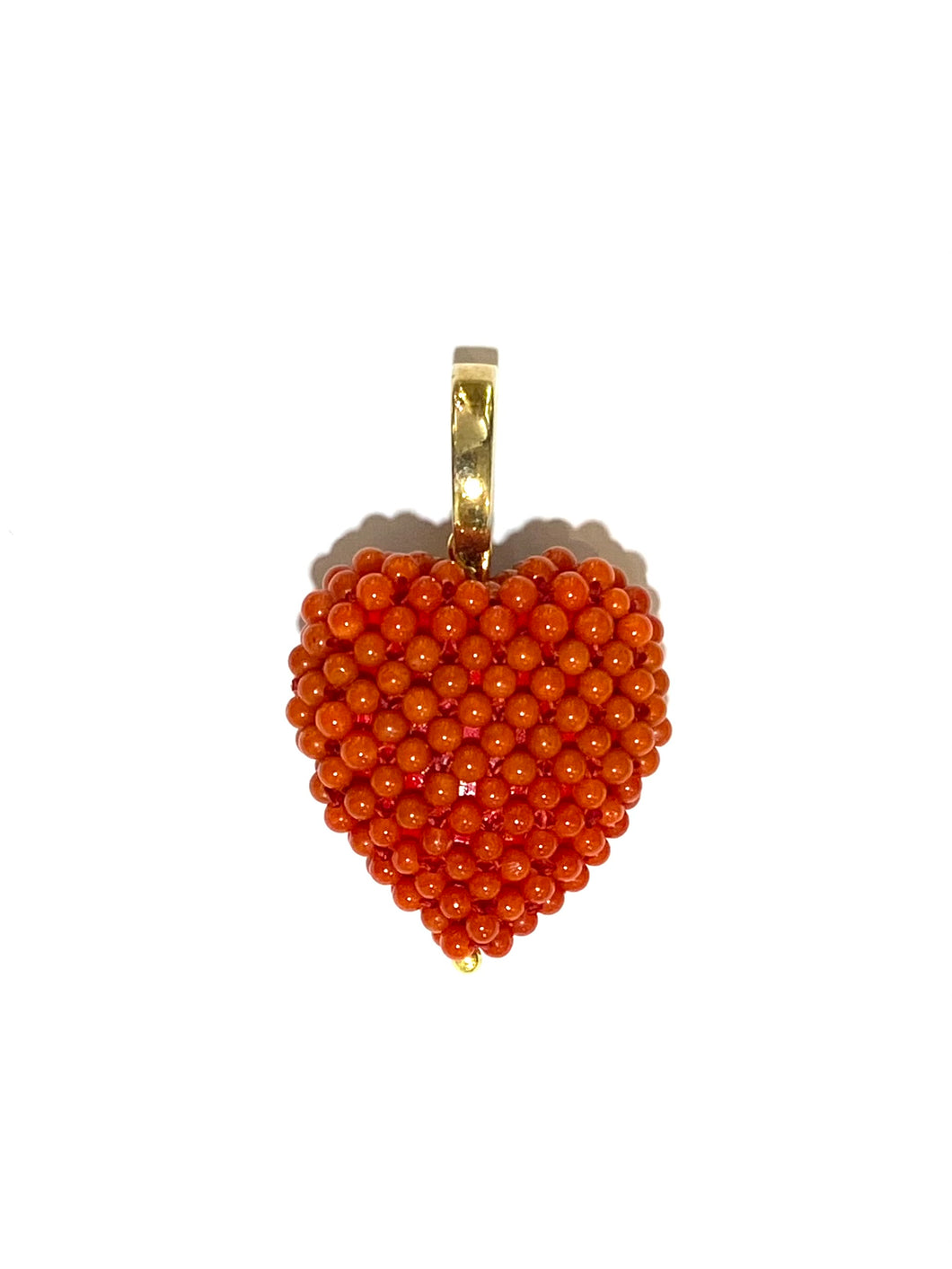 Woven Momo Coral Heart Enhancer Pendant