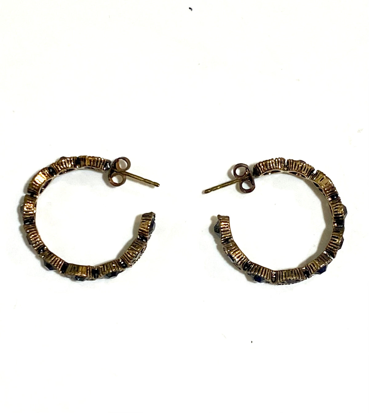 Brass Green Loupe Earrings