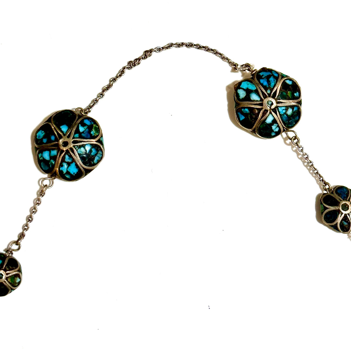 Navaho Native American Turquoise and Silver Necklace