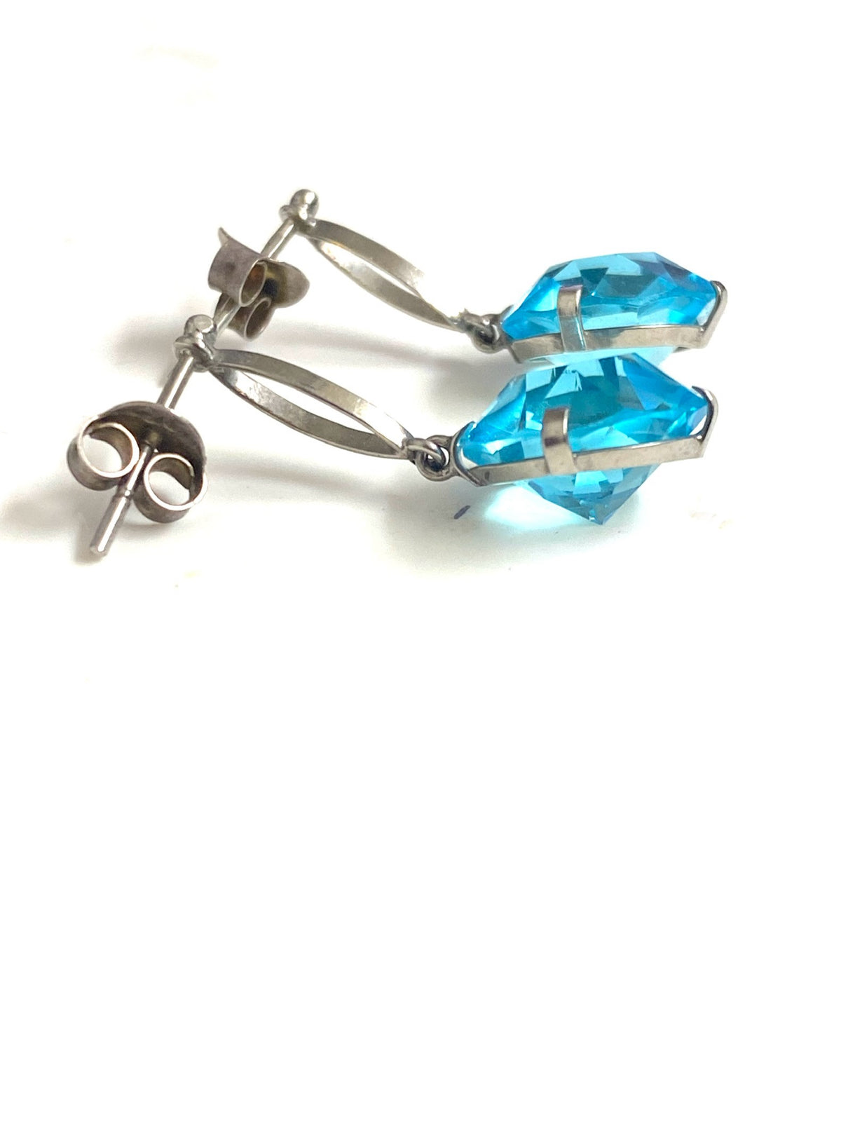 9ct Gold Round Blue Zircon Earrings