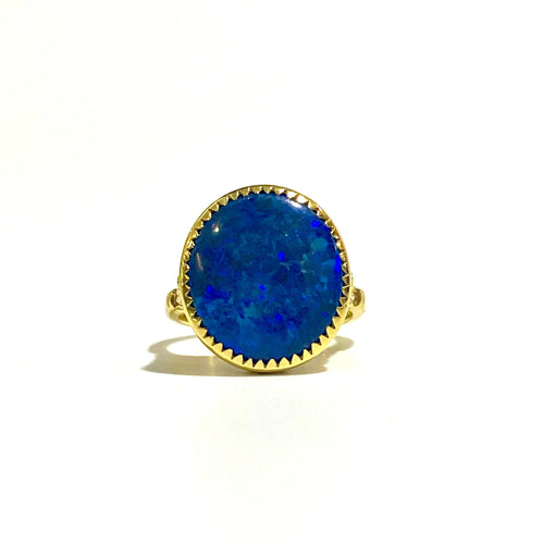 Antique 1ct Black Opal Set in 9ct Gold