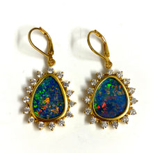 Australian Opal and White Sapphire Earrings
