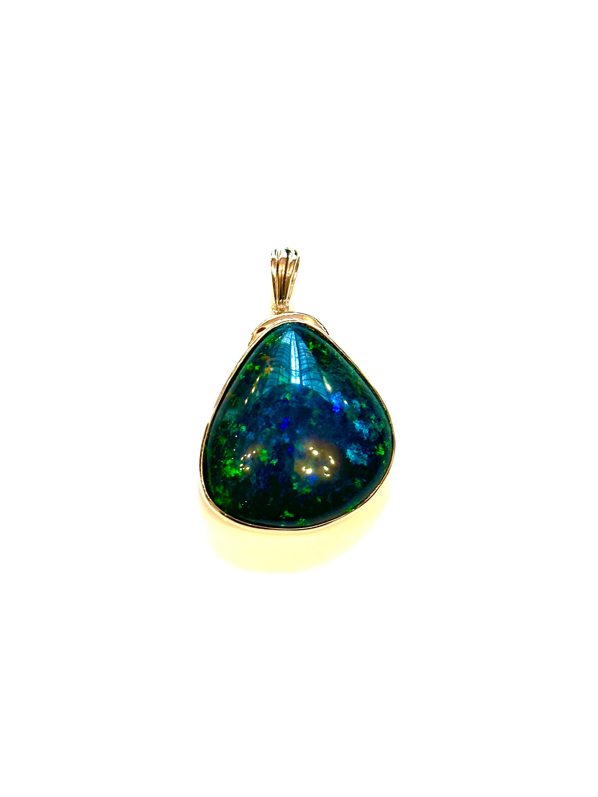 9ct Gold Large Black Opal Pendant