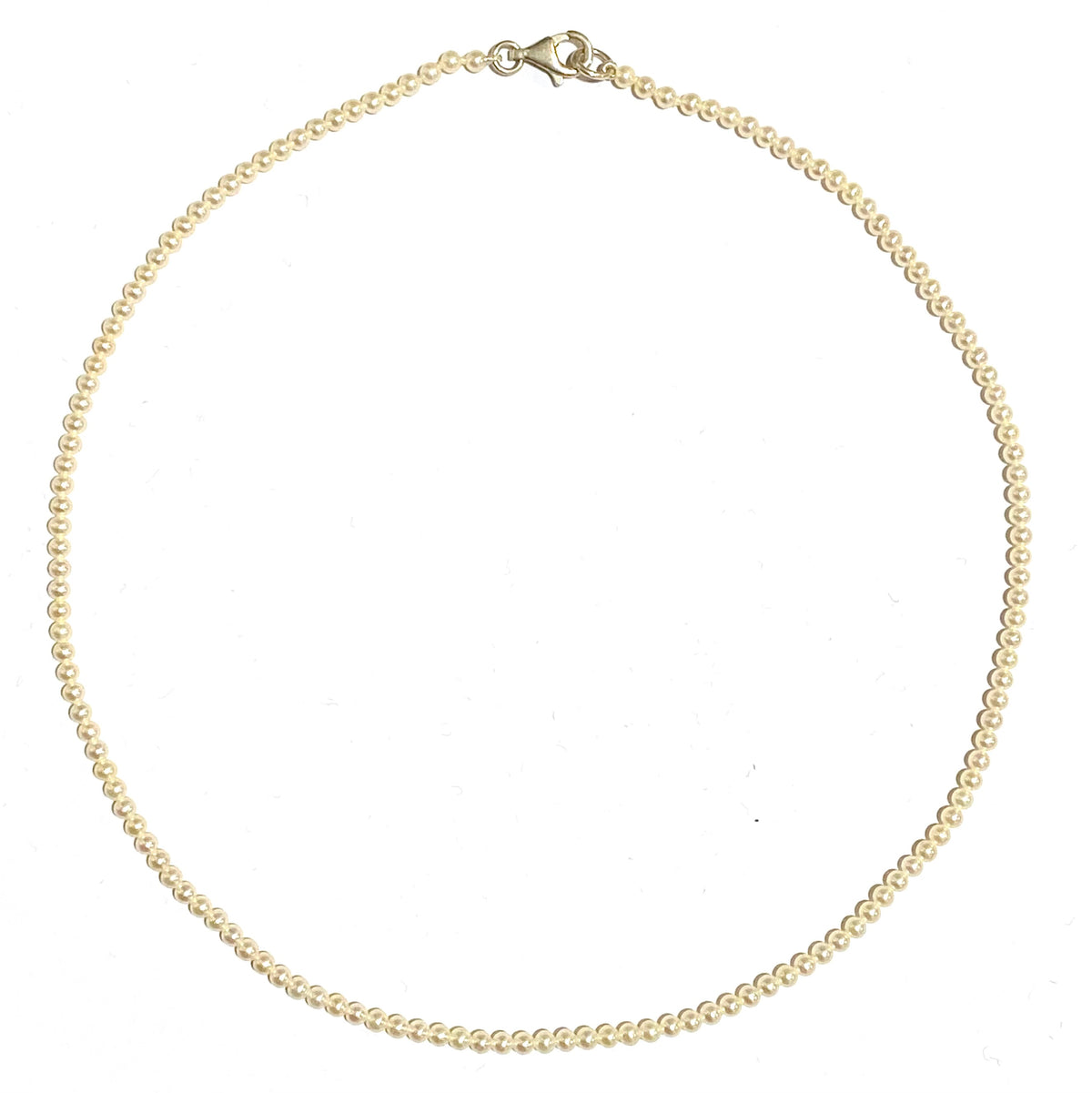 2mm Round Cultured Seed Pearl Strand Necklace with Sterling Silver Clasp