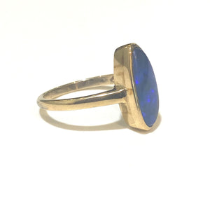 Rounded 9ct Gold Black Opal Ring
