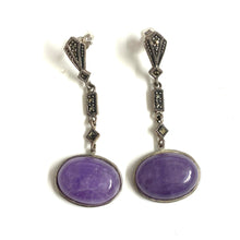 Sterling Silver Amethyst and Marcasite Earrings